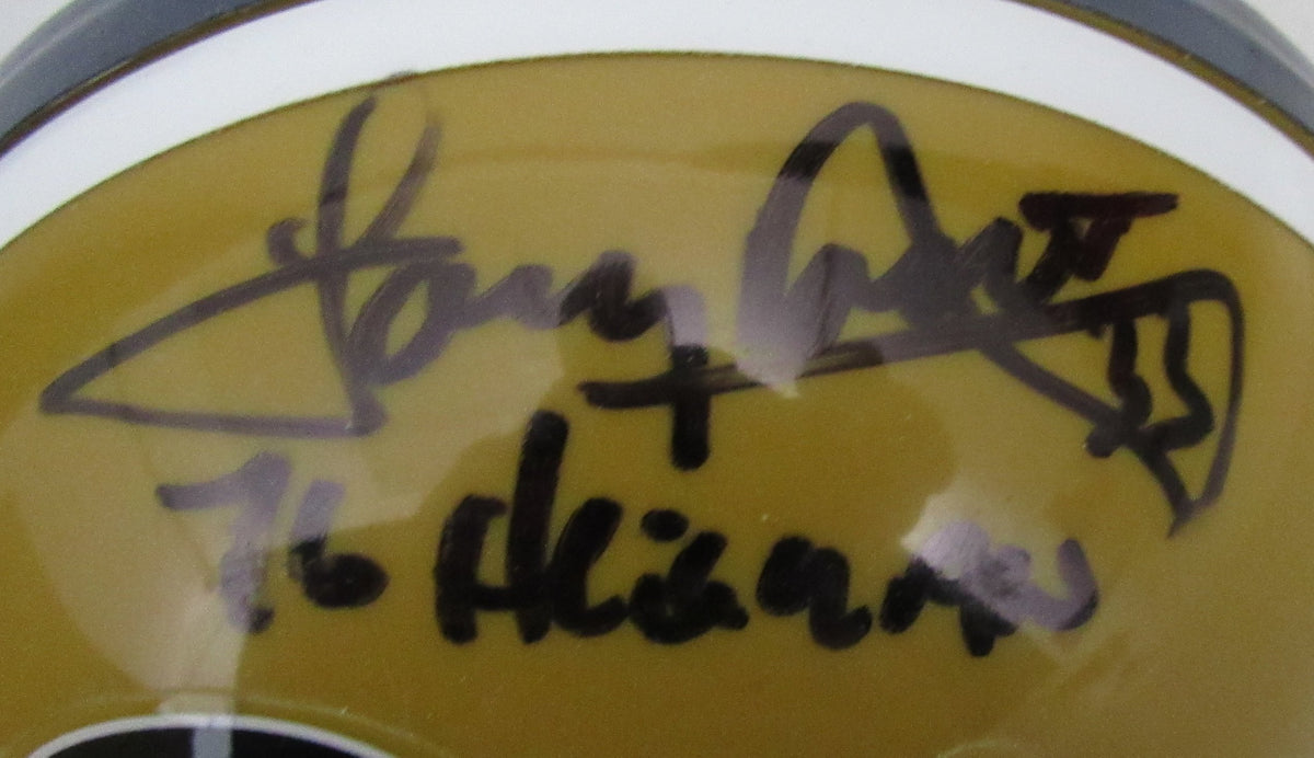 Tony Dorsett Signed/Inscribed Gold Pitt Mini Football Helmet JSA 213123