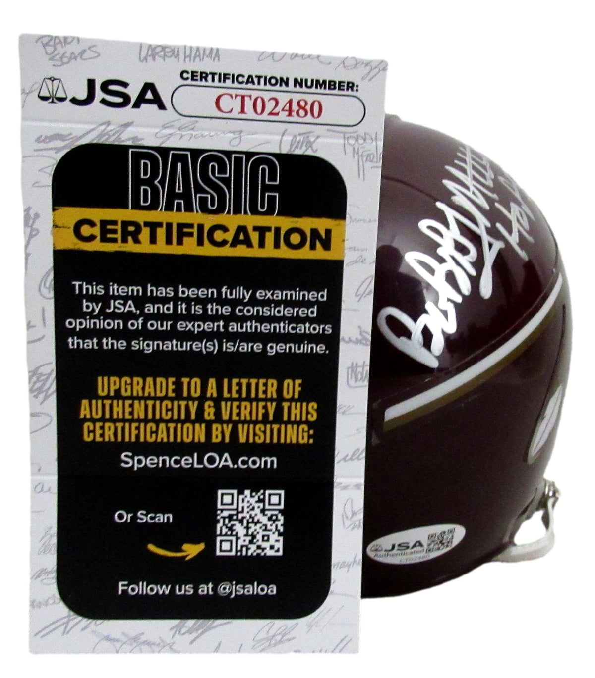 Bobby Mitchell Signed/Inscribed Illinois Mini Football Helmet JSA 213124