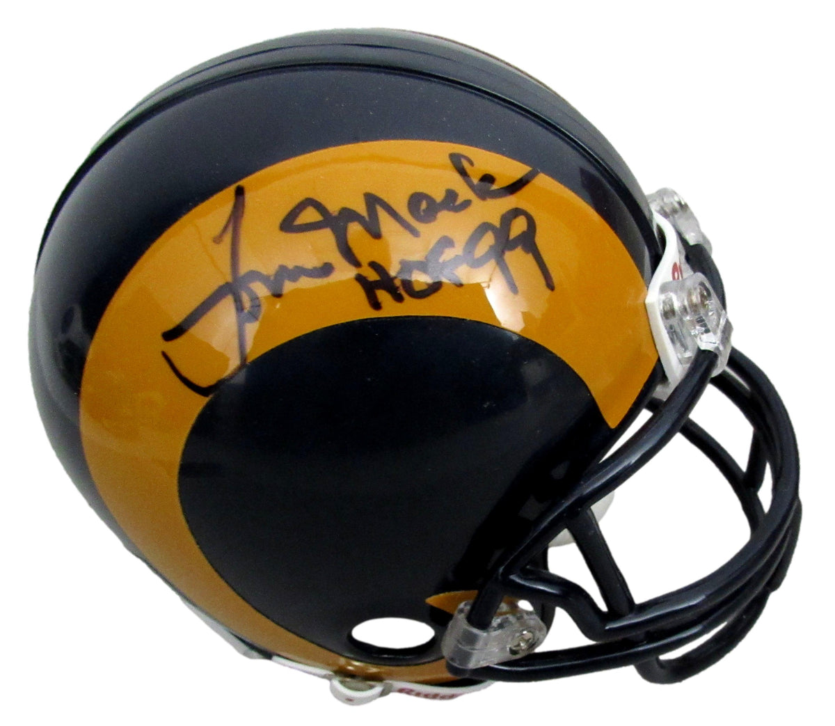Tom Mack HOF Signed/Inscribed LA Rams Mini Football Helmet JSA 213127