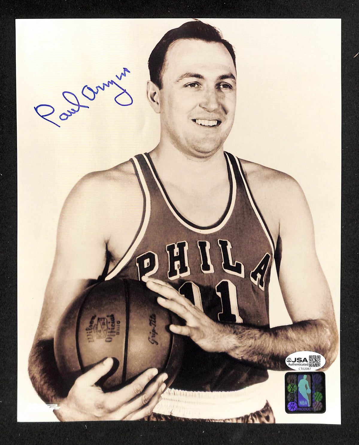 Paul Arizin HOF Signed/Autographed 8x10 Photo Sixers JSA 214256