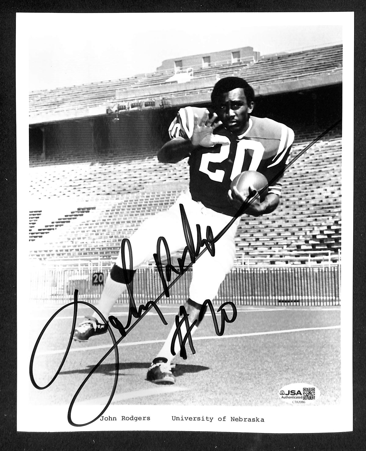 John Rodgers Signed/Autographed 8x10 Photo Nebraska JSA 214257