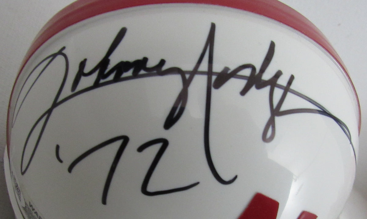 Mike Rozier/Johnny Rodgers Signed/Inscr Oklahoma Mini Football Helmet JSA 213137