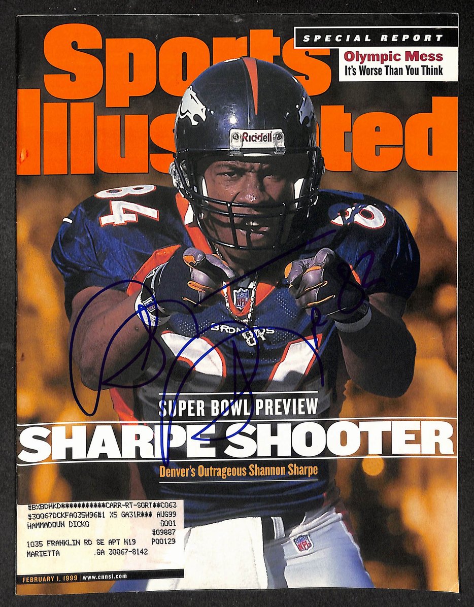 Shannon Sharpe HOF Signed/Autographed 1999 Sports Illustrated Broncos JSA 214521