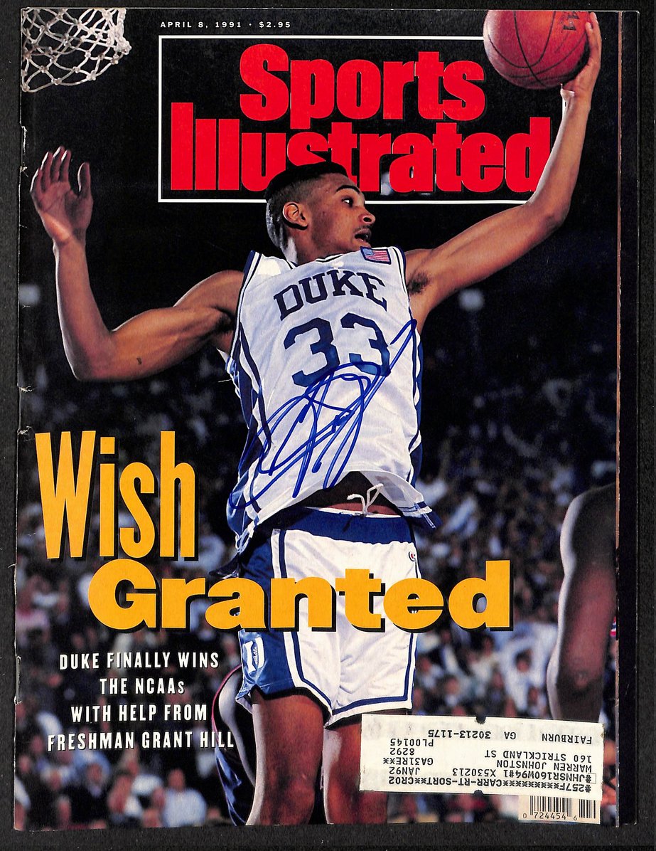 Grant Hill Signed/Autographed 1991 Sports Illustrated Duke JSA 214523
