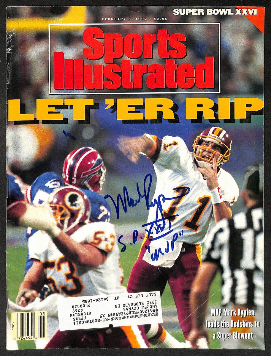 Mark Rypien Signed/Autographed 1992 Sports Illustrated Redskins JSA 214537