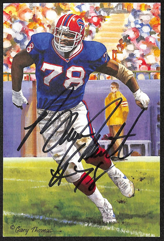 Bruce Smith HOF Bills Signed/Inscr Goal Line Art GLAC Postcard Beckett XHC122