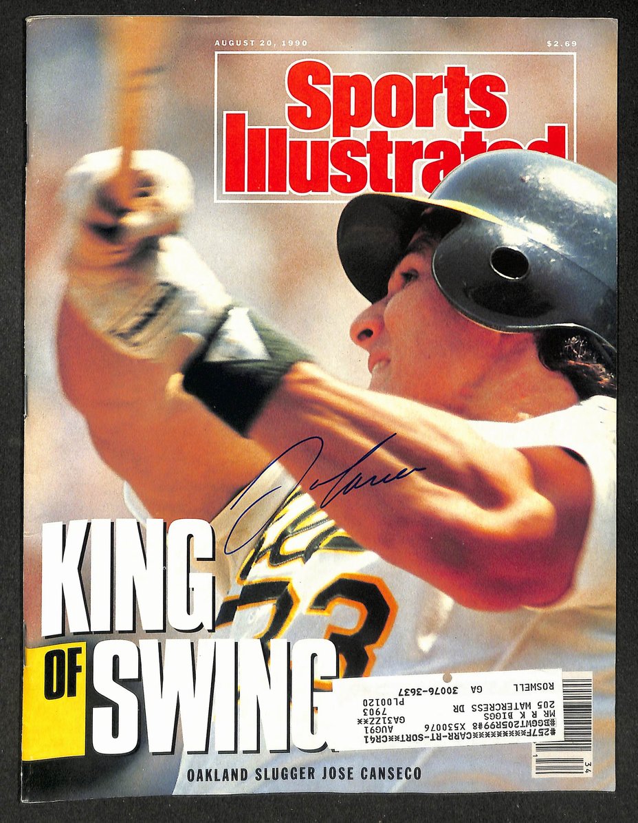 Jose Canseco Signed/Autographed 1989 Sports Illustrated Athletics JSA 214569