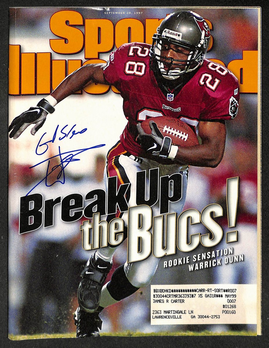 Warrick Dunn Signed/Autographed 1997 Sports Illustrated Buccaneers JSA 214581