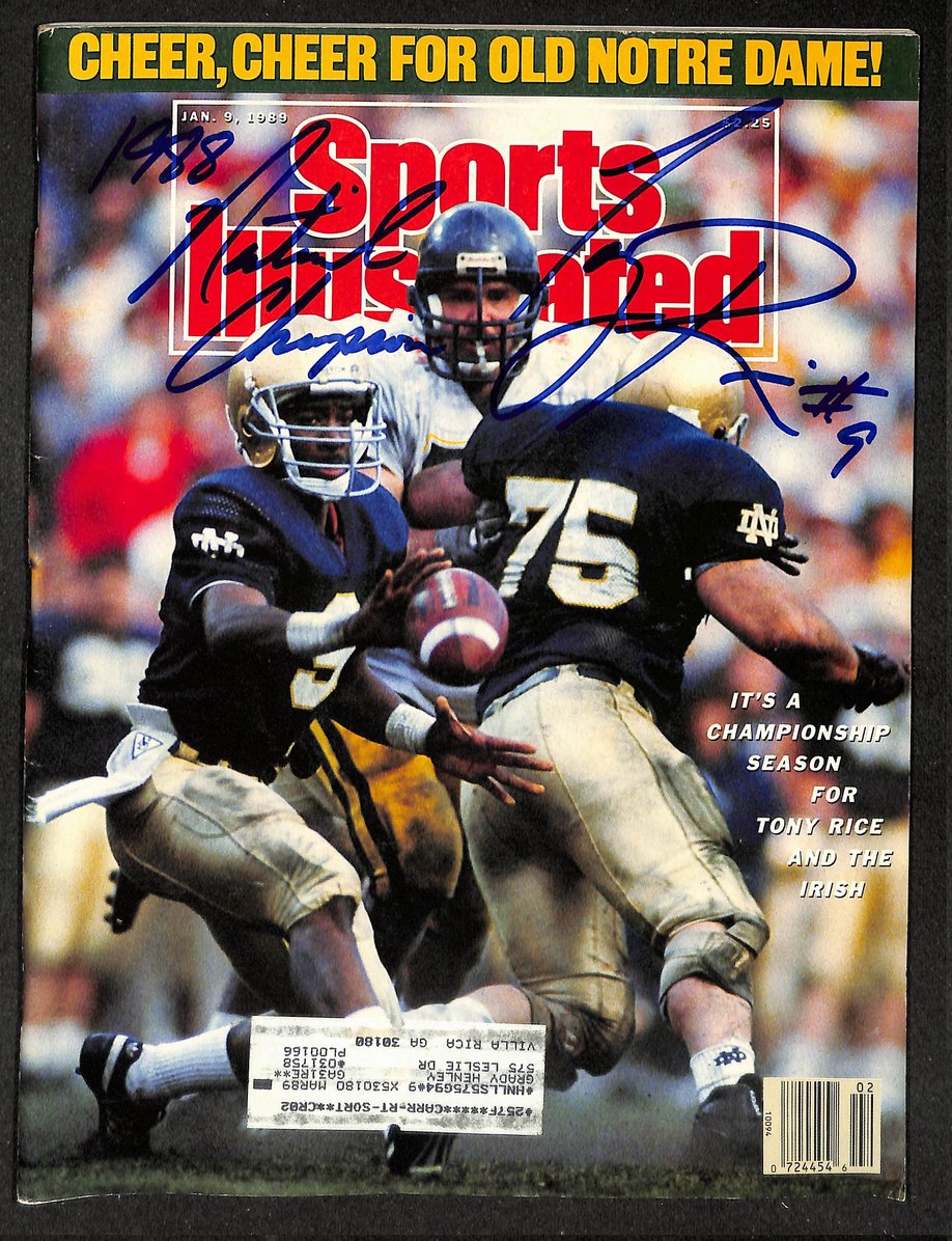 Tony Rice Signed/Autographed 1989 Sports Illustrated Notre Dame JSA 214584