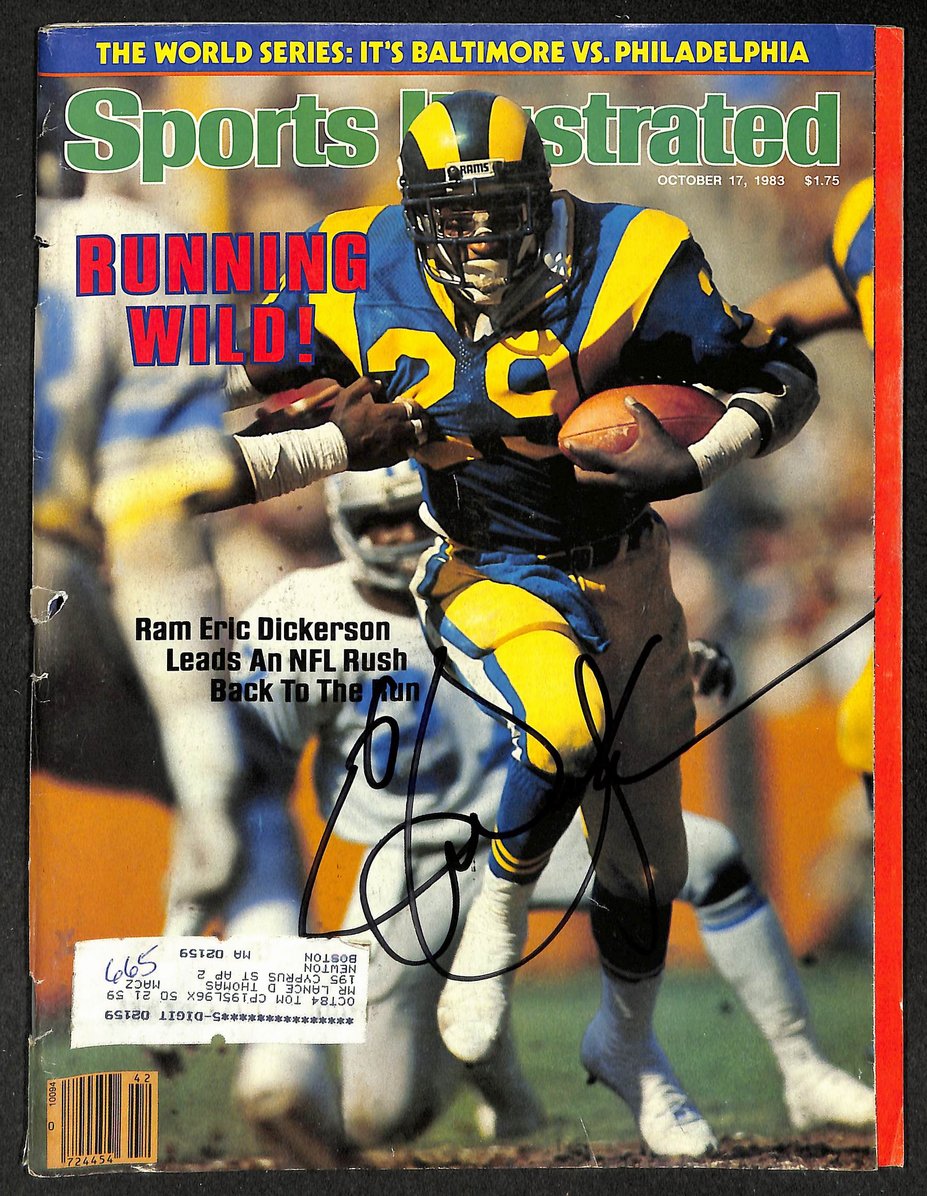 Eric Dickerson HOF Signed/Autographed 1983 Sports Illustrated Rams JSA 214597