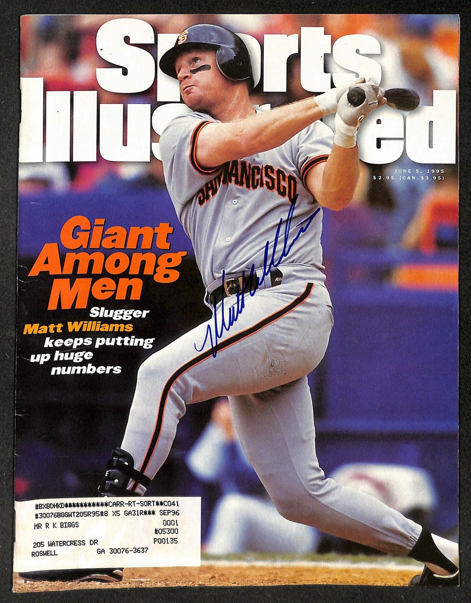 Matt Williams Signed/Autographed 1995 Sports Illustrated Giants JSA 214610