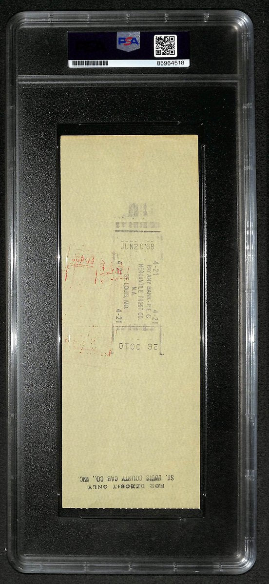 Harry Caray HOF Signed/Autographed 1968 Bank Check Cubs PSA 214690