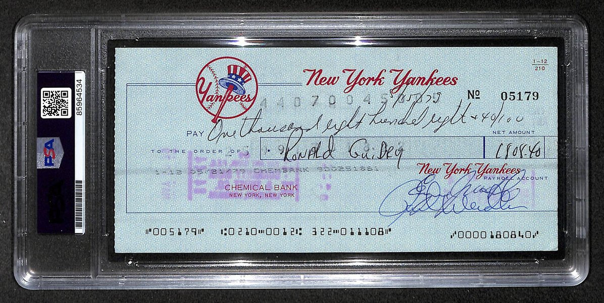 Ron Guidry Signed/Autographed 1979 Yankees Payroll Check PSA 214697