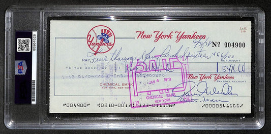 Roy White Signed/Autographed 1978 Yankees Payroll Check PSA 214699