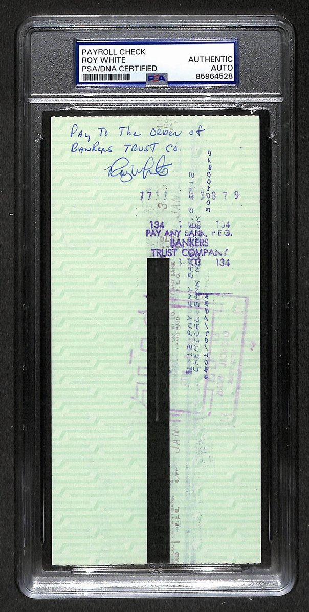 Roy White Signed/Autographed 1978 Yankees Payroll Check PSA 214699