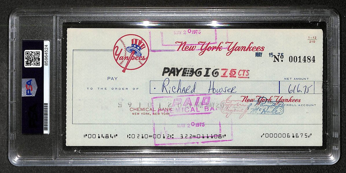 Dick Howser Signed/Autographed 1975 Yankees Payroll Check PSA 214702
