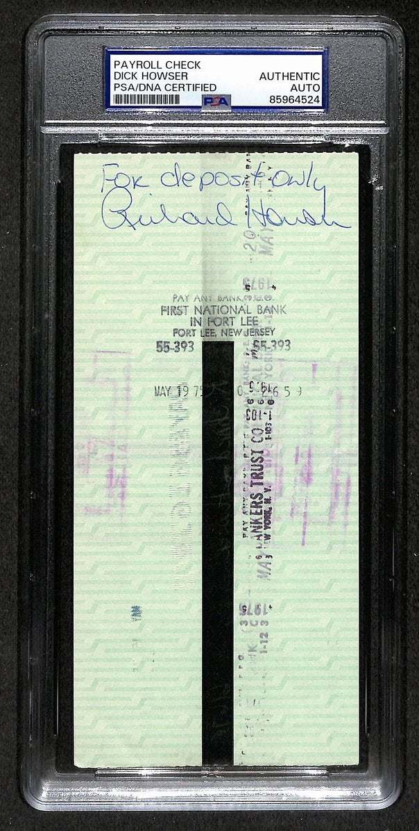 Dick Howser Signed/Autographed 1975 Yankees Payroll Check PSA 214702