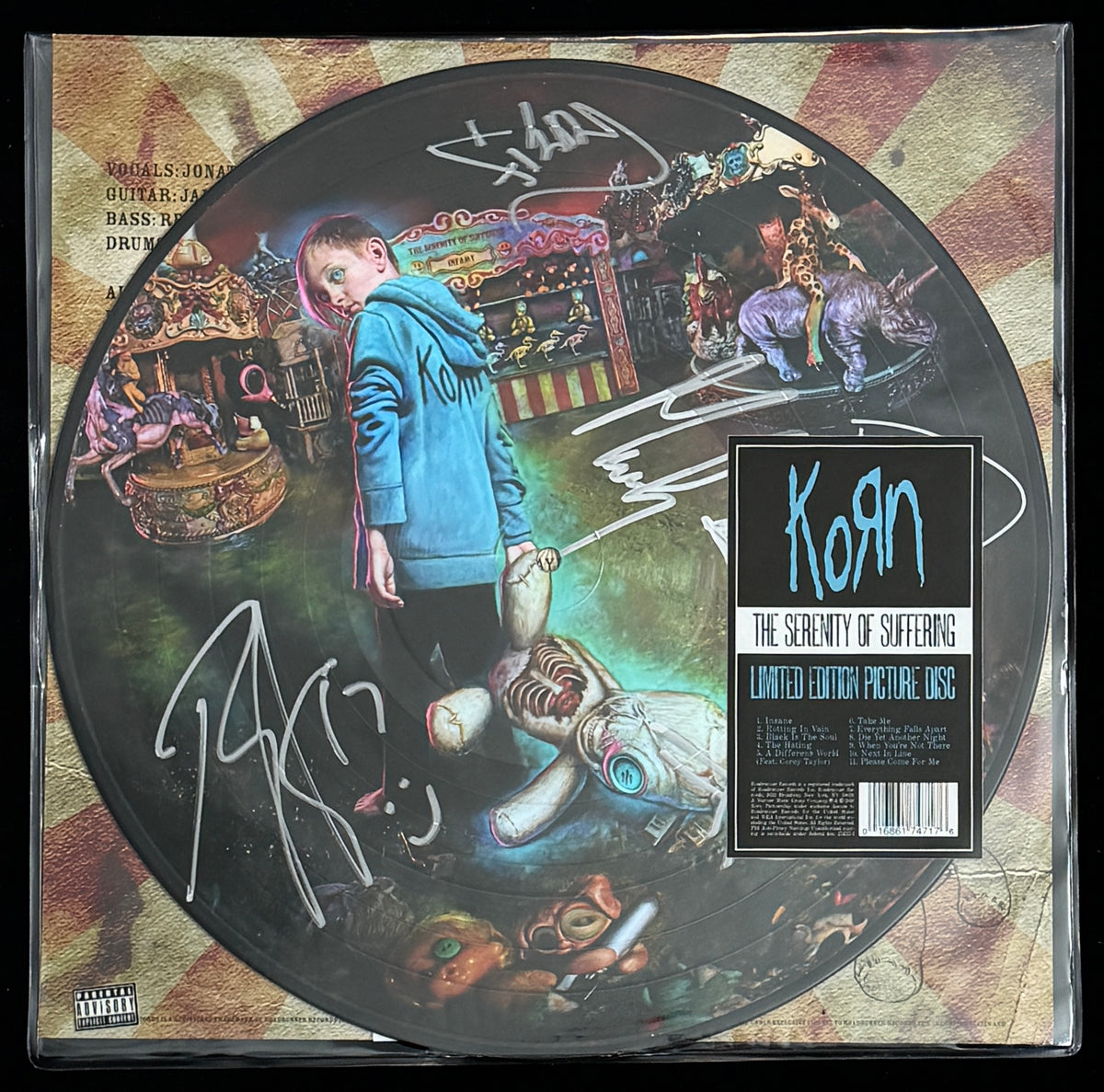 KORN Davis + 4 Signed The Serenity of Suffering Vinyl LP Album PSA 214704