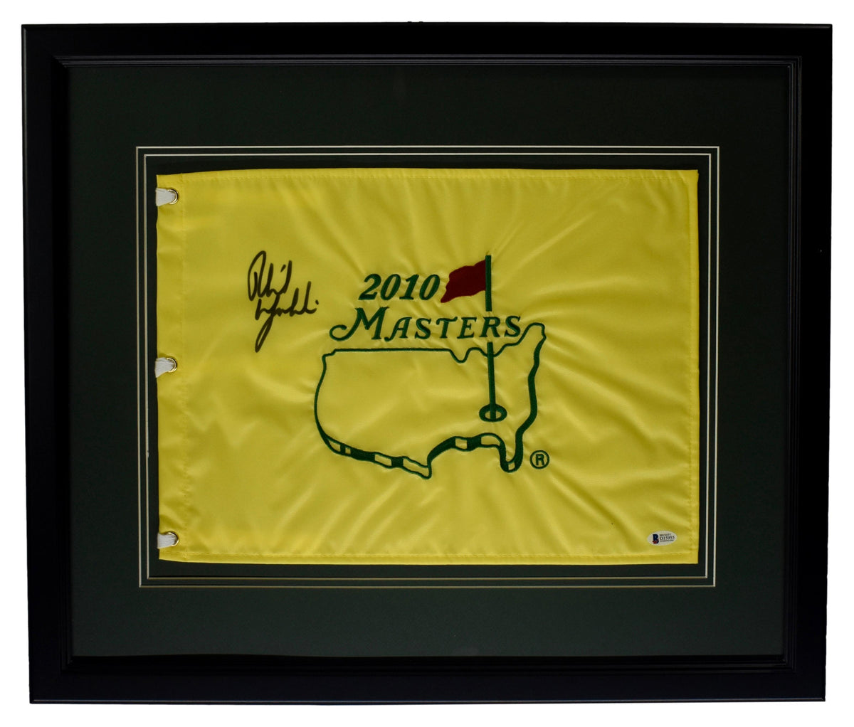 Phil Mickelson Signed/Auto 2010 Masters Pin Flag Framed Beckett 214668
