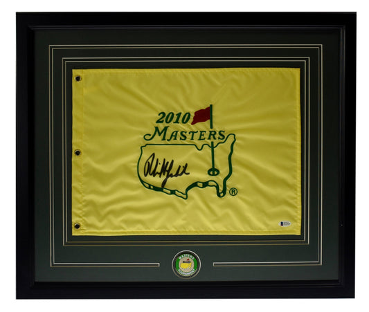 Phil Mickelson Signed/Auto 2010 Masters Pin Flag Framed Beckett 214669