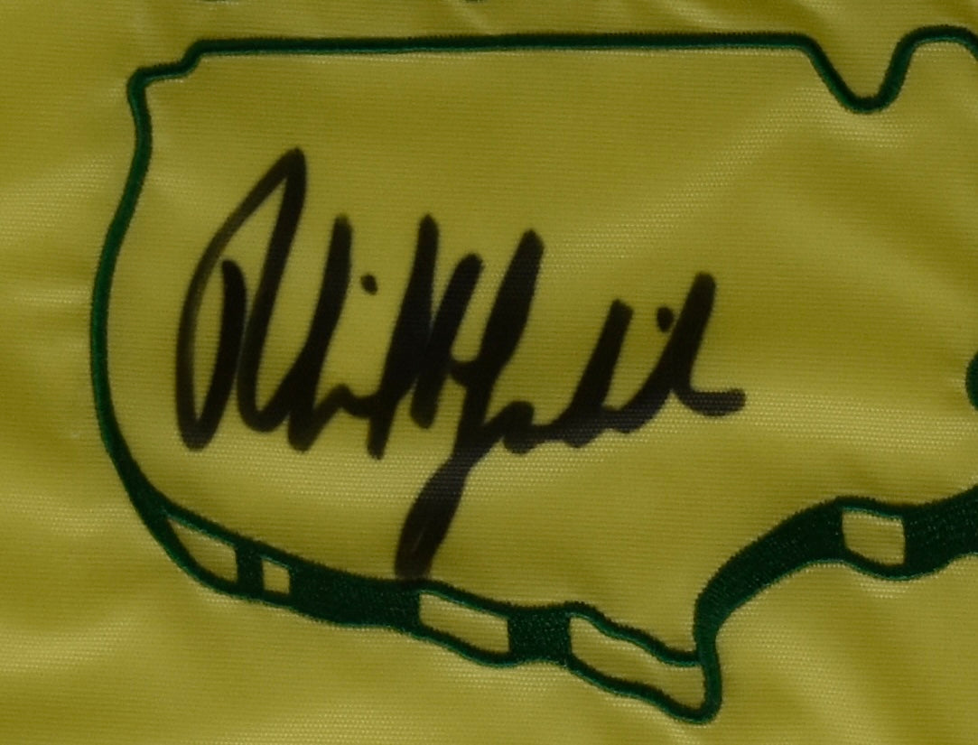 Phil Mickelson Signed/Auto 2010 Masters Pin Flag Framed Beckett 214669