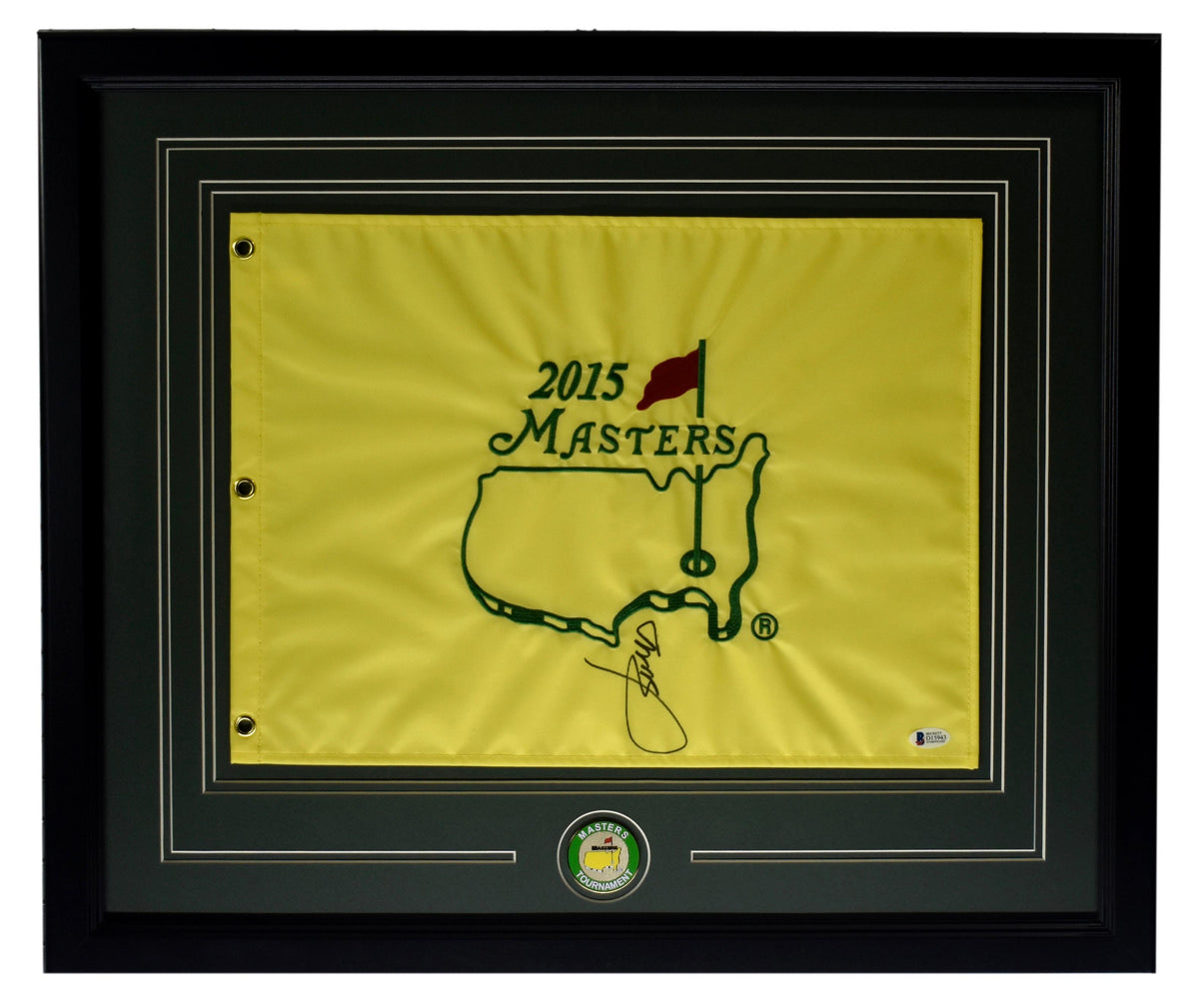 Jordan Speith Signed/Auto 2015 Masters Pin Flag Framed Beckett 214670
