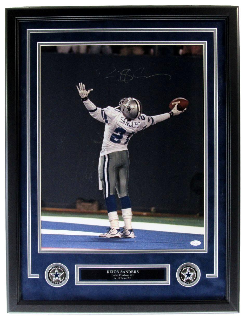 Deion Sanders Cowboys Autograhed/Signed 16x20 Photo Framed JSA 212775