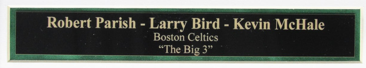 Bird Parrish & McHale HOF Celtics Signed 16x20 Photo Framed Beckett 212777