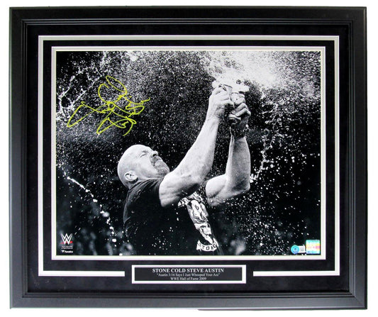 Stone Cold Steve Austin WWE Autographed 16x20 Photo Framed Beckett 212779