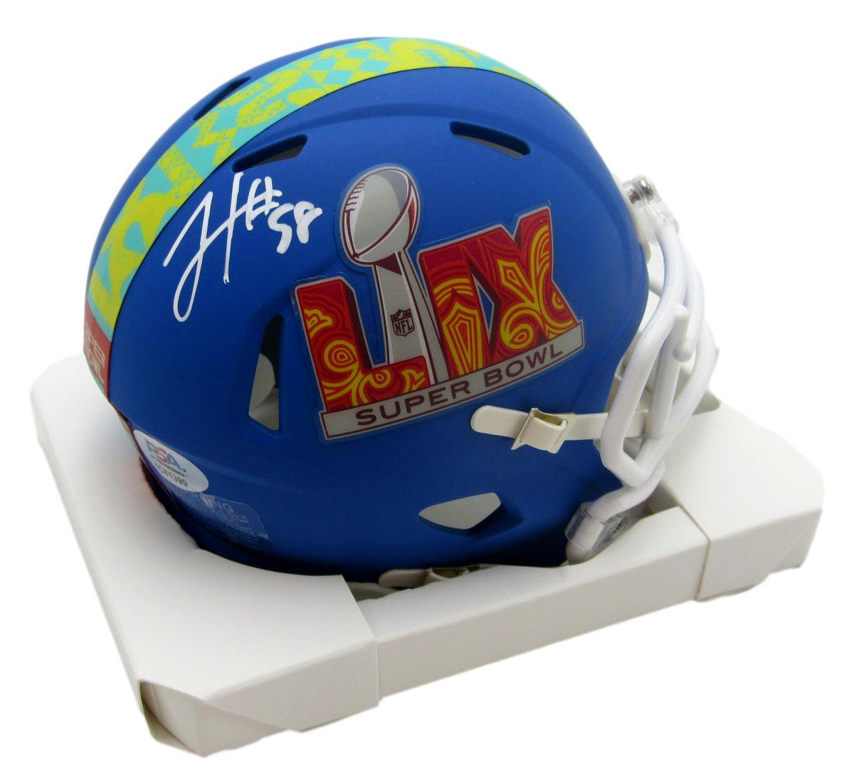 Jaylx Hunt Eagles Autographed SB LIX Blue Football Mini Helmet PSA/DNA 214308