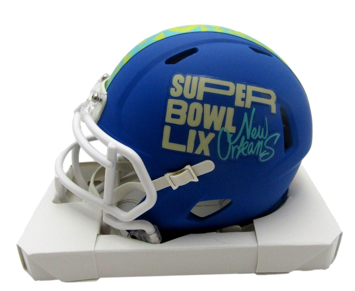 Jaylx Hunt Eagles Autographed SB LIX Blue Football Mini Helmet PSA/DNA 214308