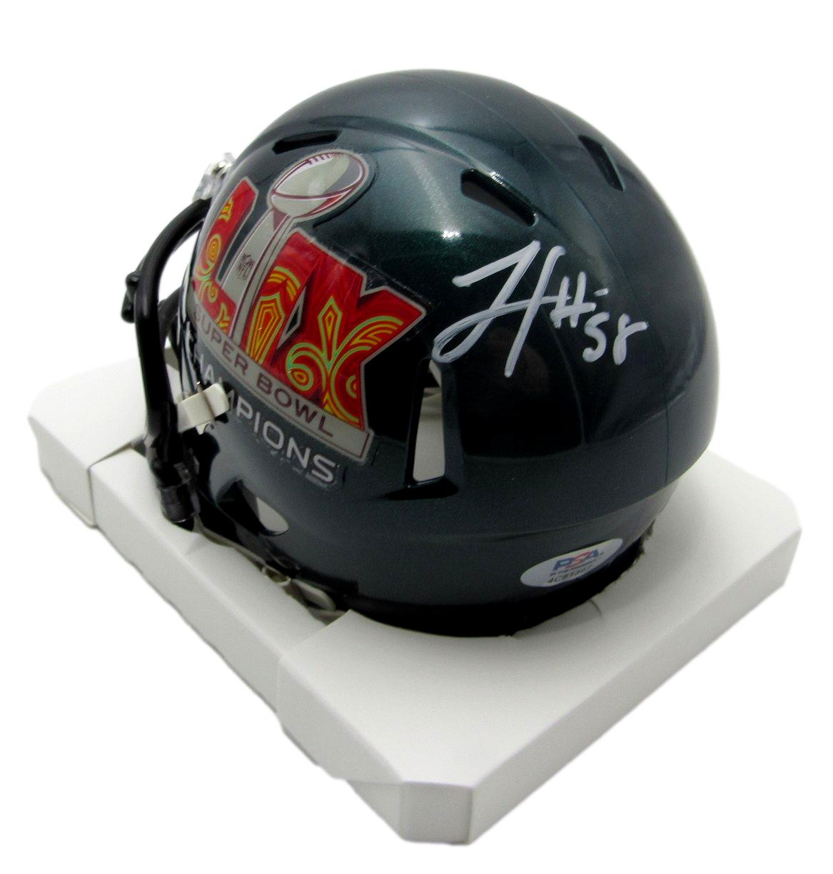 Jaylx Hunt Eagles Autographed SB LIX Green Football Mini Helmet PSA/DNA 214309