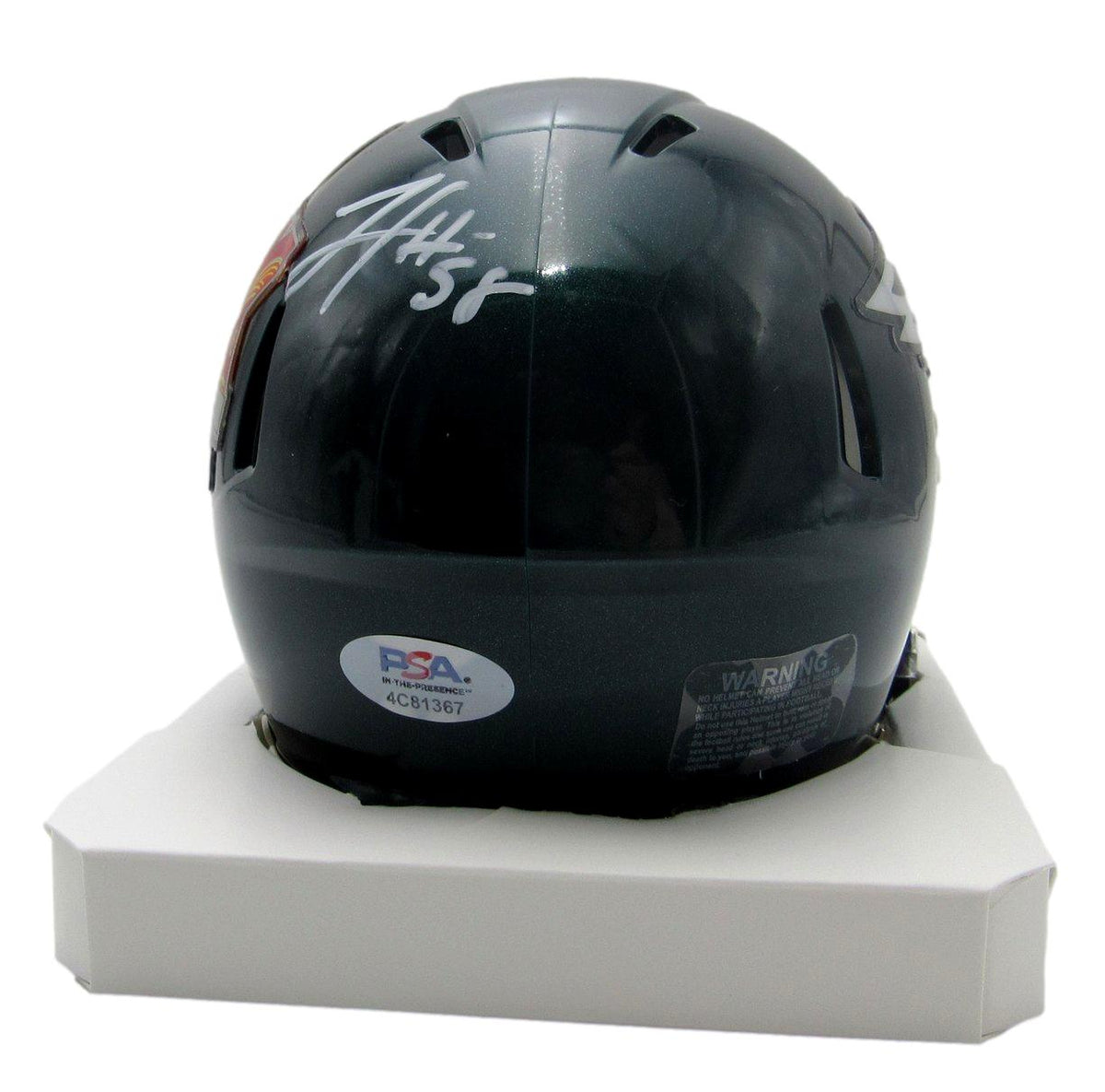 Jaylx Hunt Eagles Autographed SB LIX Green Football Mini Helmet PSA/DNA 214309