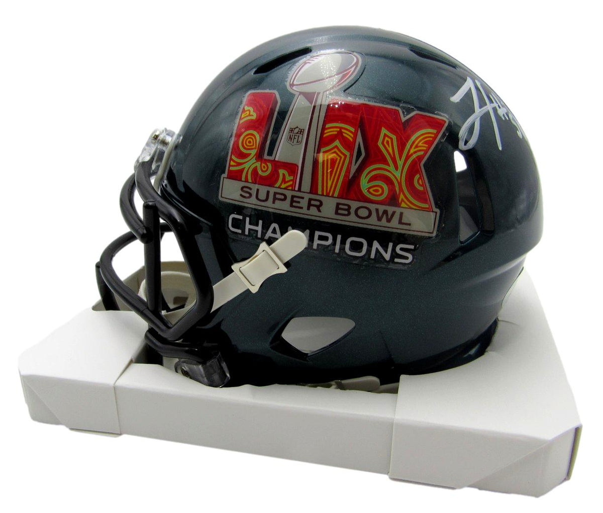 Jaylx Hunt Eagles Autographed SB LIX Green Football Mini Helmet PSA/DNA 214309