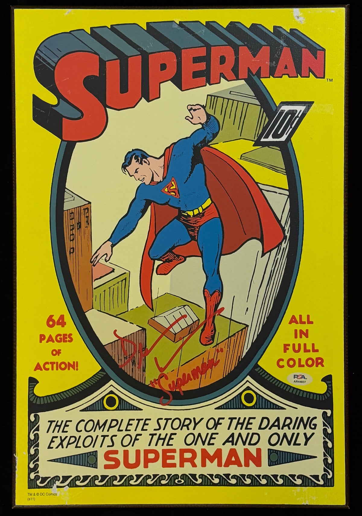 Dean Cain Signed/Insc Superman Comics 13x19 Plaque Wooden Wall Art PSA 214881