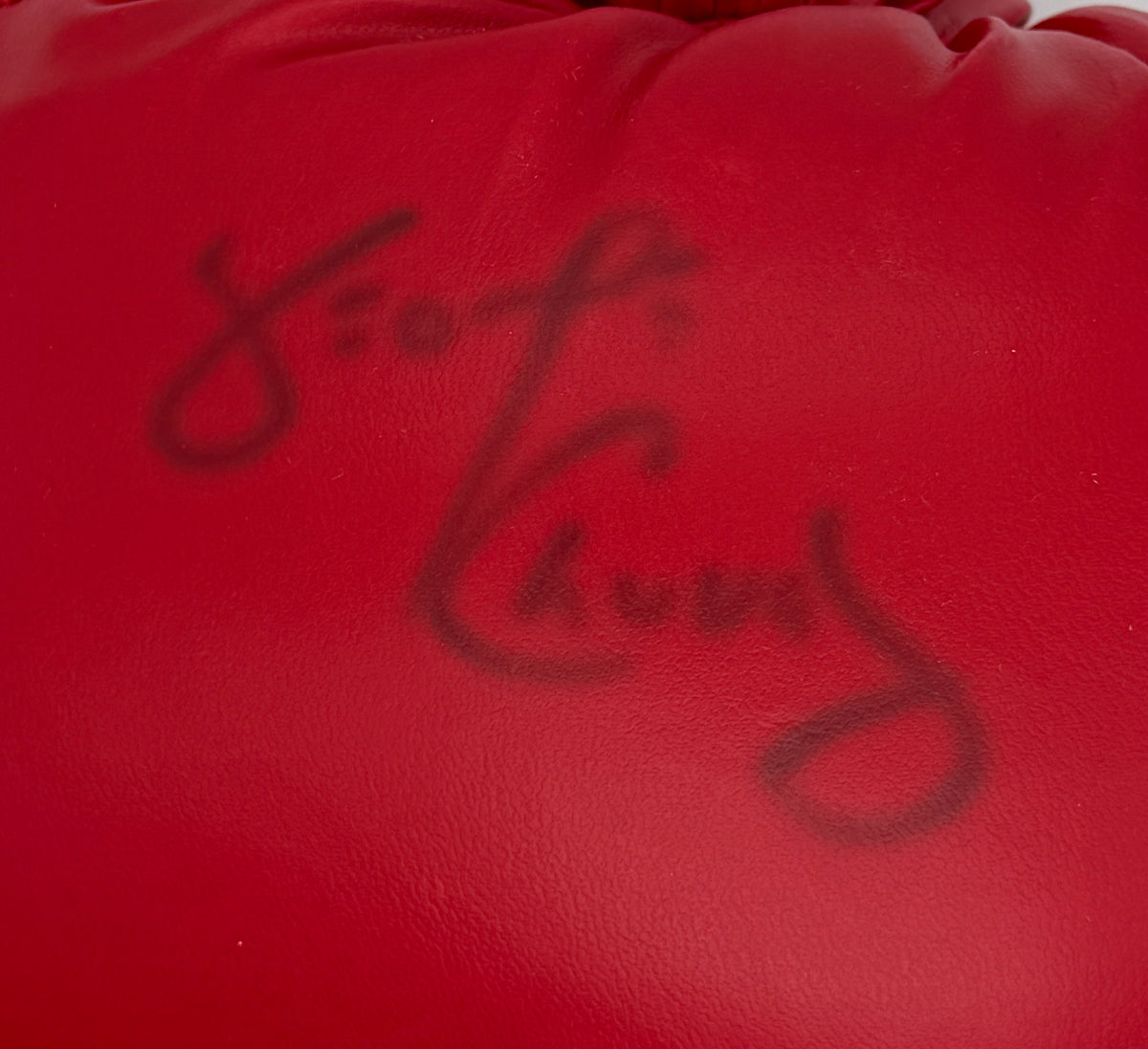 George Chuvalo Signed/Inscribed Red Right Everlast Boxing Glove JSA 214885