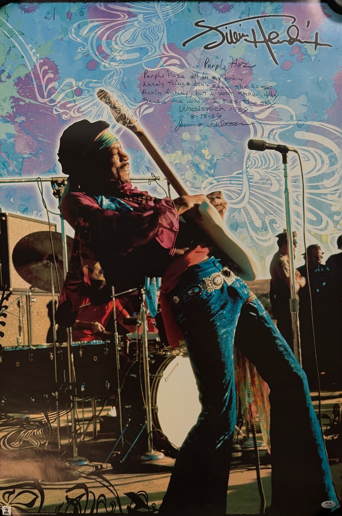 Juma Sultan Performer Signed/Inscribed "Purple Haze" 24x36 Poster PSA/DNA 214871