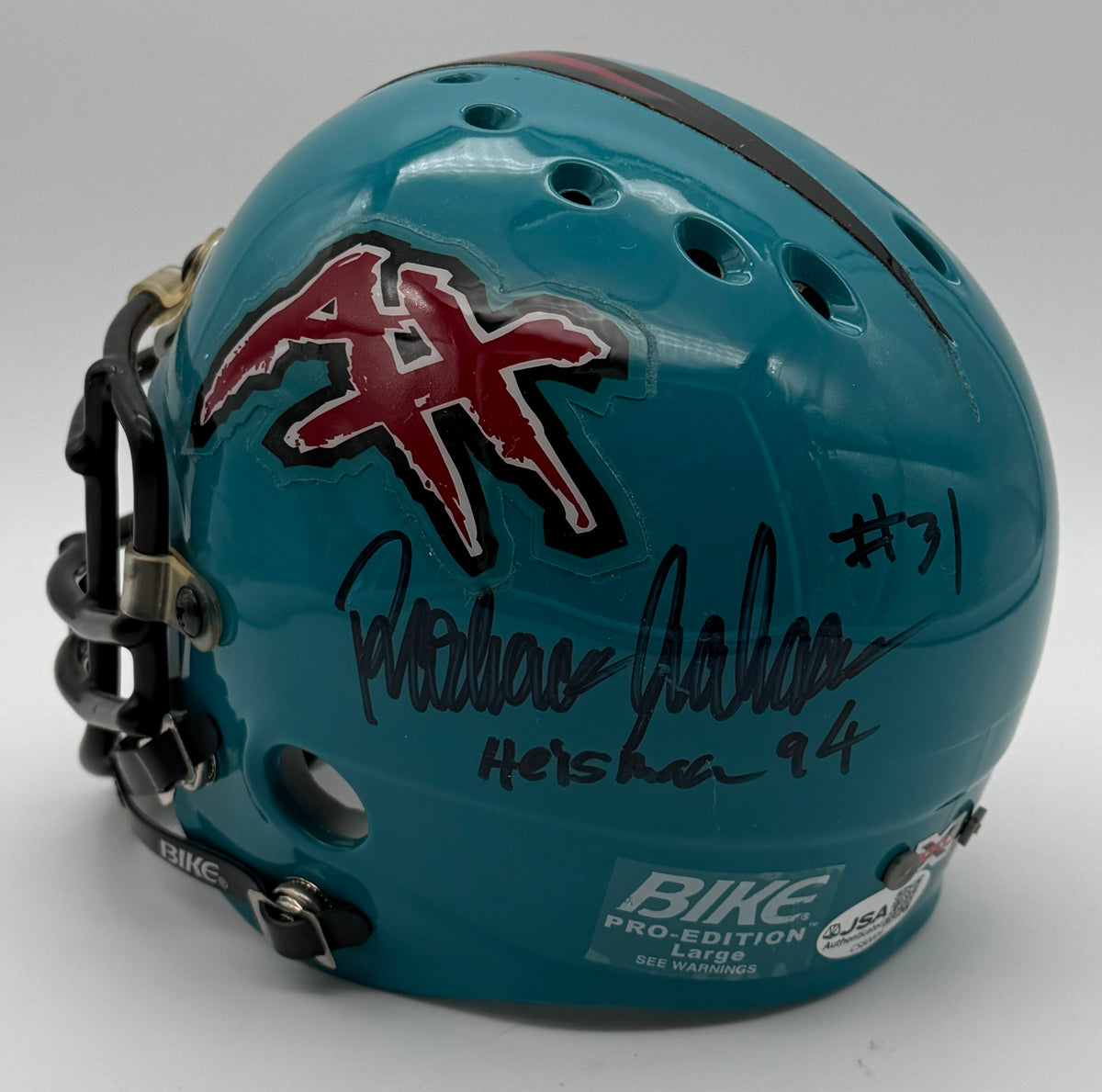 Rashaan Salaam Signed/Autographed Mini Helmet XFL Memphis Maniax JSA 214936