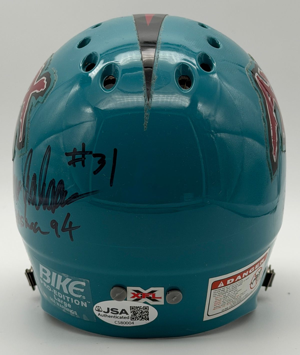 Rashaan Salaam Signed/Autographed Mini Helmet XFL Memphis Maniax JSA 214936