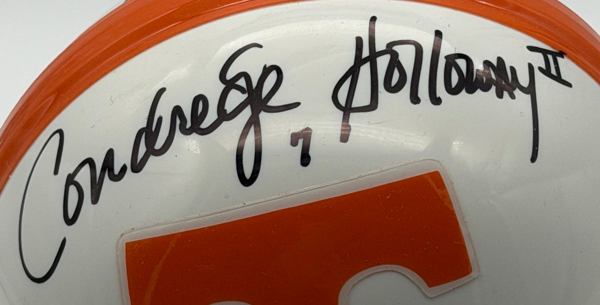 Condredge Holloway & Derek Dooley Signed Mini Helmet Tennessee JSA 214942