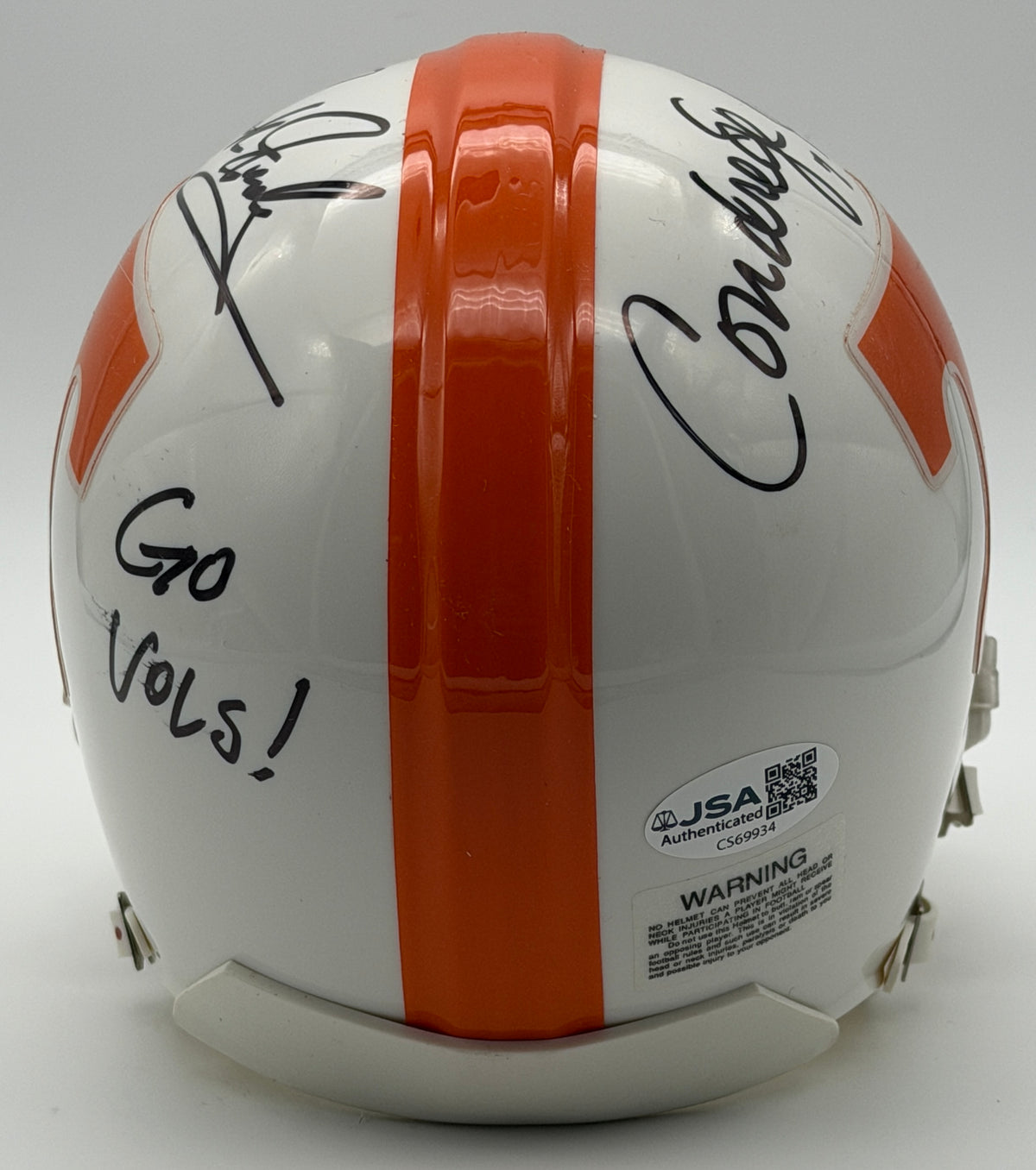 Condredge Holloway & Derek Dooley Signed Mini Helmet Tennessee JSA 214942