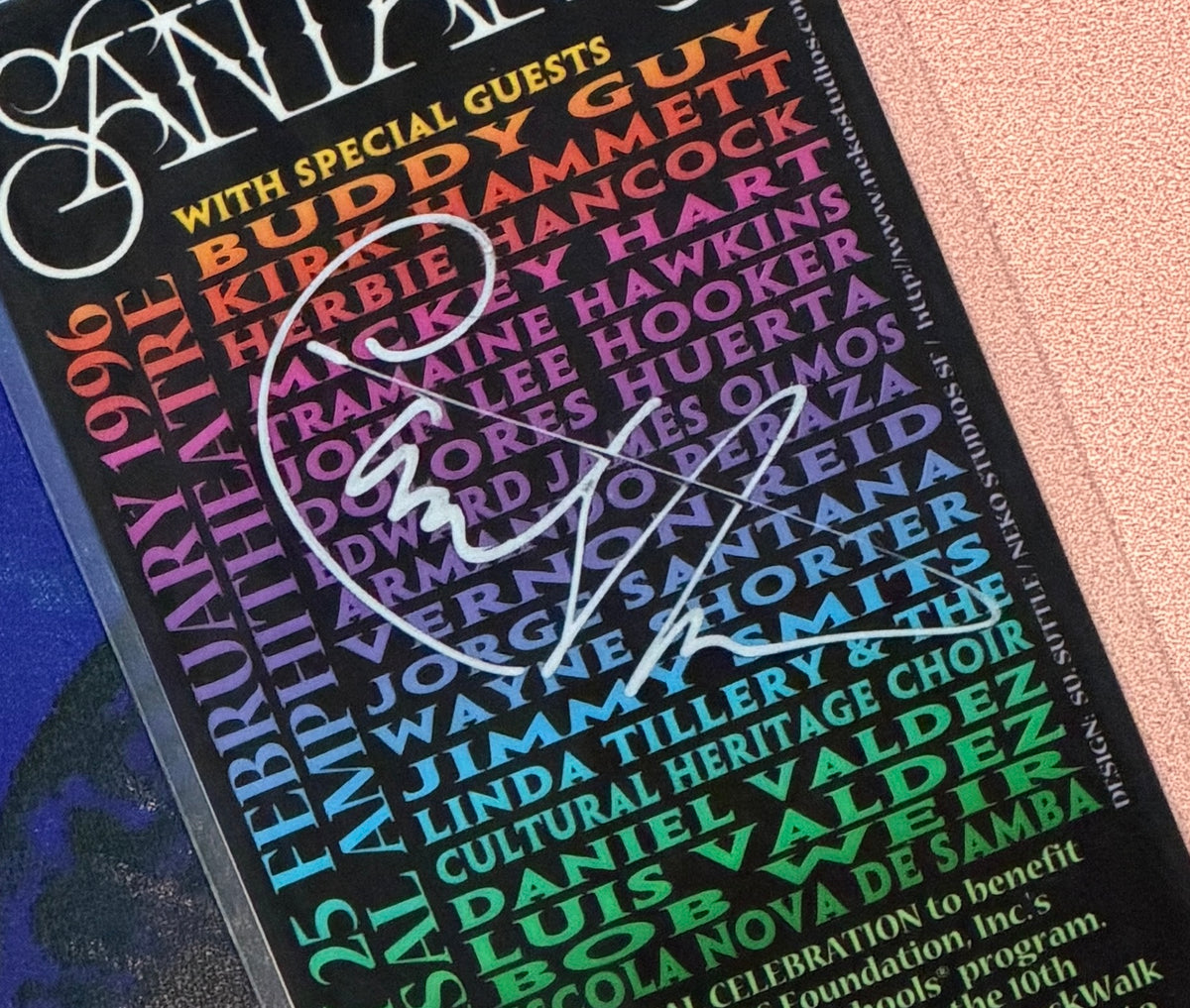 Carlos Santana Singer Signed/Autograph Pass Mounted 18x24 Poster PSA LOA 214865