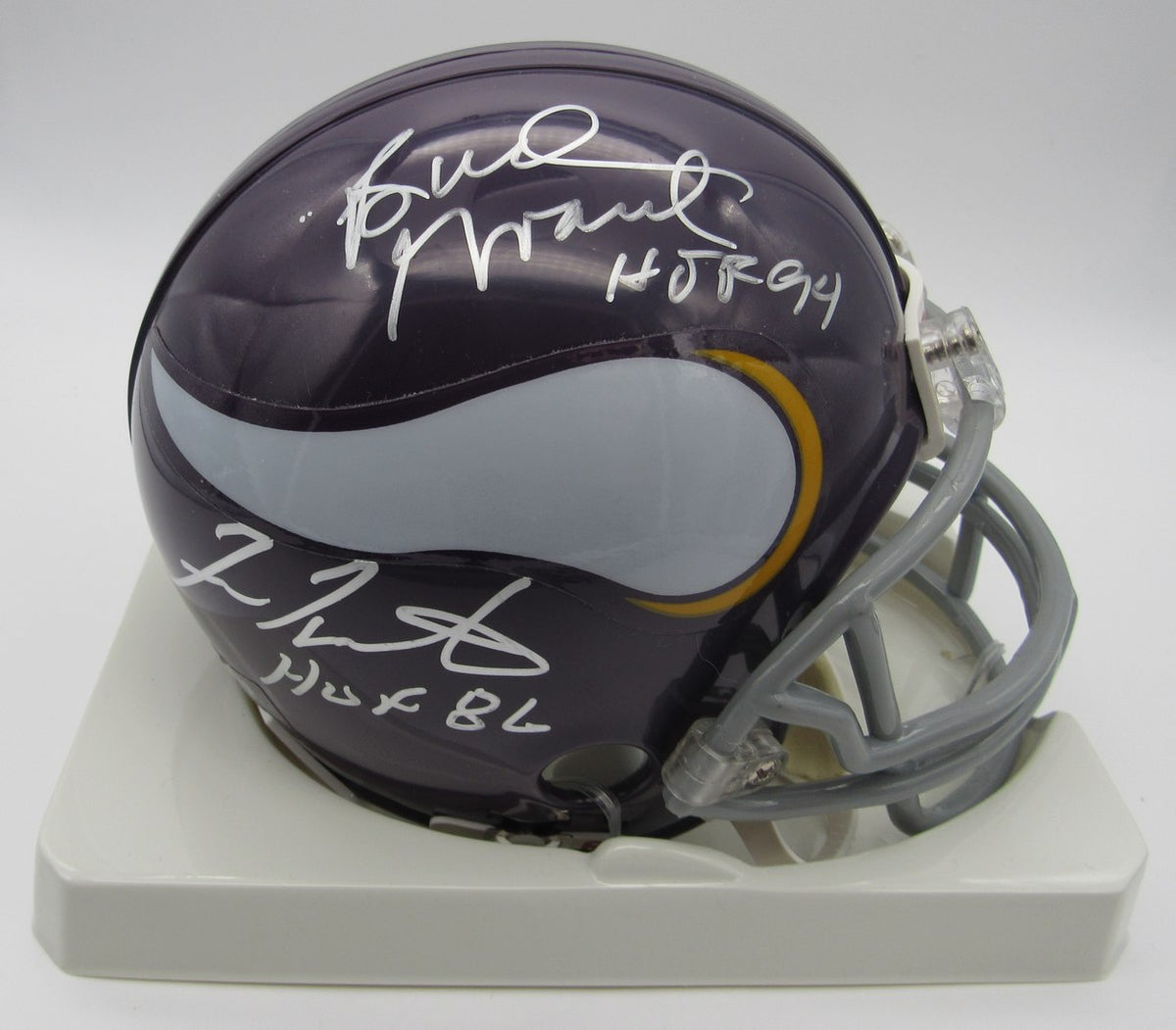 Bud Grant & Fran Tarkenton HOF Signed/Autographed Mini Helmet Vikings BAS 214366