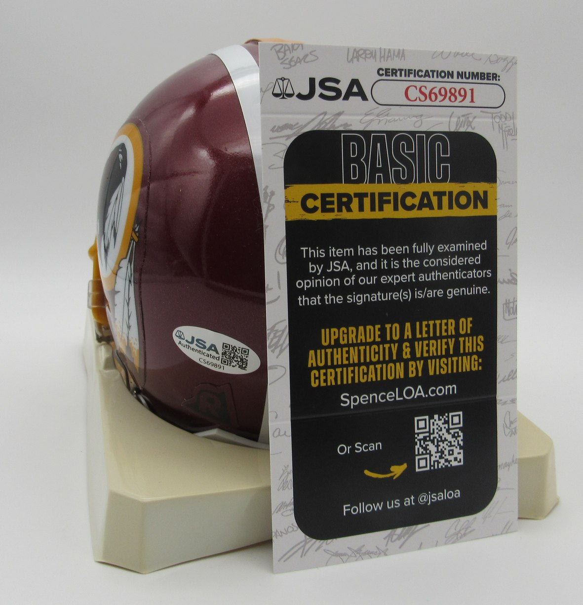 Joe Gibbs HOF Signed/Autographed Mini Helmet Redskins JSA 214374