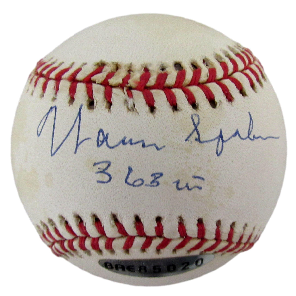 Warren Spahn HOF Signed/Inscribed ONL Baseball Braves Upper Deck 213273