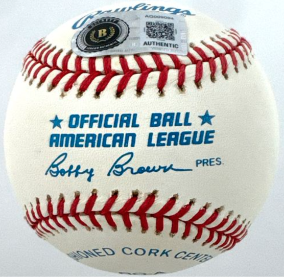 Mickey Mantle HOF Single Signed/Autographed OAL Baseball Yankees Beckett 213296