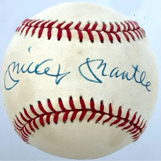 Mickey Mantle HOF Single Signed/Autographed OAL Baseball Yankees Beckett 213297