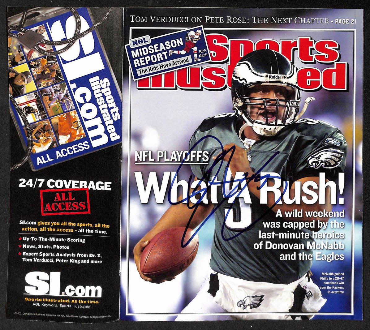 Donovan McNabb Signed/Autographed 2004 Sports Illustrated No Label JSA 215020