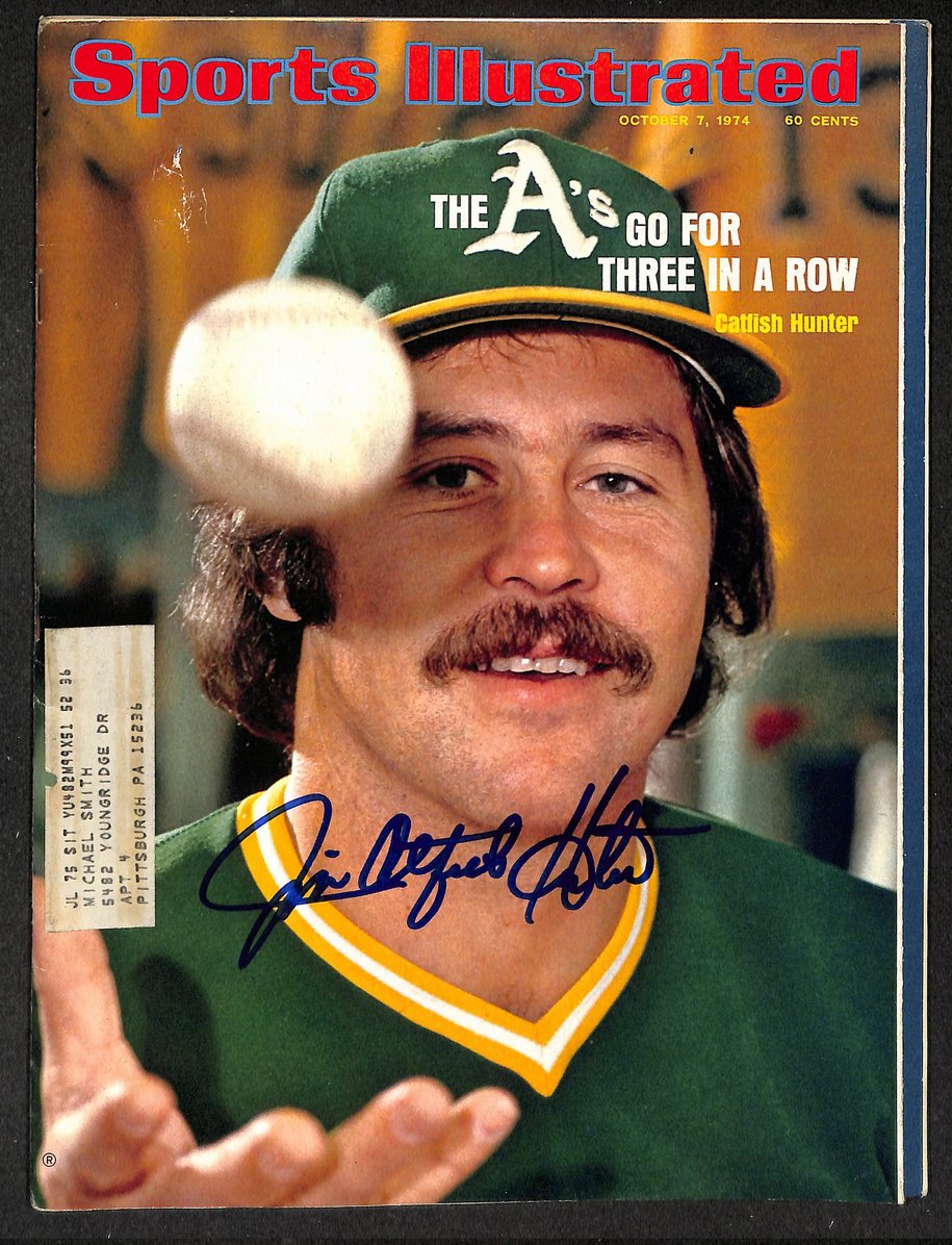 Jim Catfish Hunter HOF Signed 1974 Sports Illustrated Magazine JSA 215056