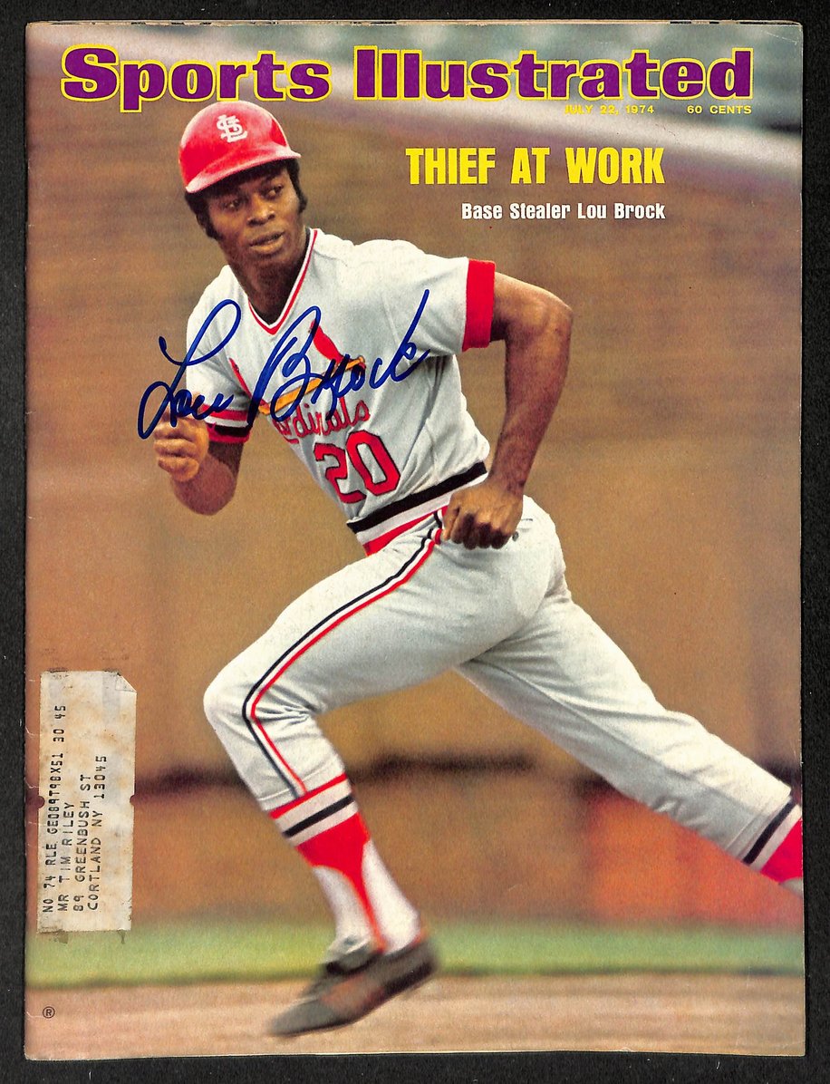 Lou Brock HOF Signed/Autographed 1974 Sports Illustrated Magazine JSA 215057